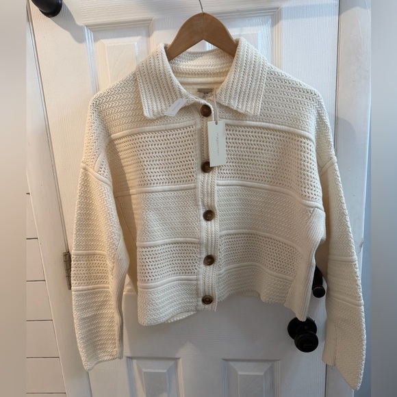 Magaschoni Sweaters - Magaschoni Cream Button-Up Cardigan Sweater